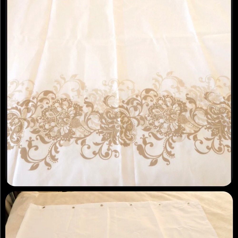 NWOT White & Gold Shower Curtain